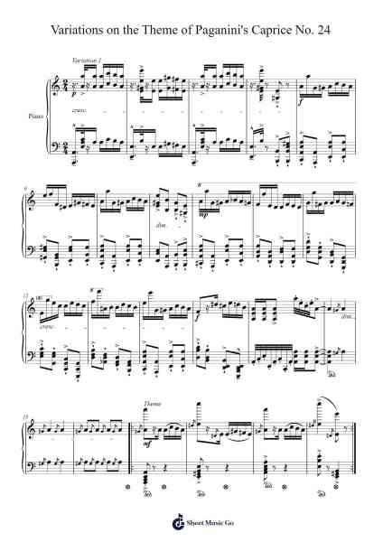 Variations on the Theme of Paganini's Caprice No. 24 Sheet Music by Niccolò Paganini-Arr.Hagpold