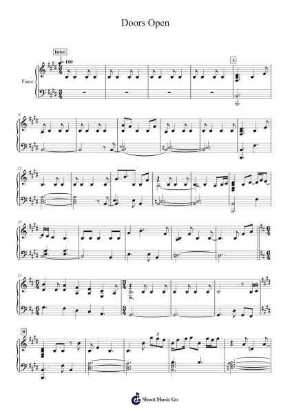 Doors Open Sheet Music by Aaron Parks-Arr.Jouboyd Calgel