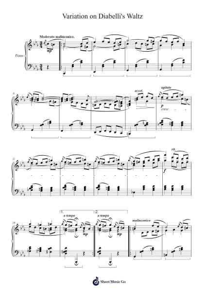 Diabelli Variations, Op. 120 Sheet Music by M. Hunstad-Arr.Gwenje Cookmike
