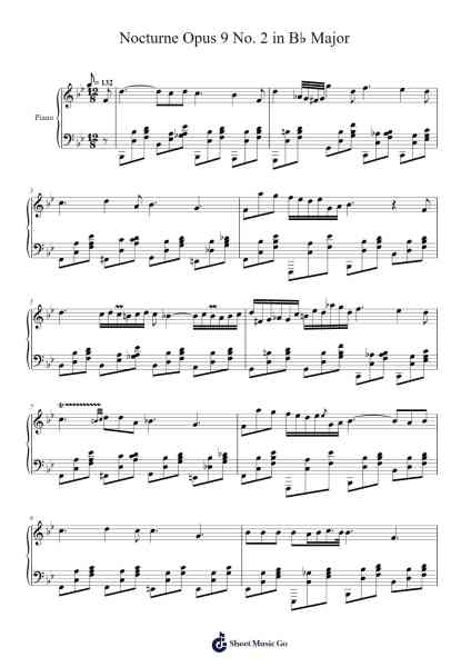 Nocturne Opus 9 No. 2 in B♭ Major Sheet Music by agastyaveluri-Arr.Evertrine Curcent