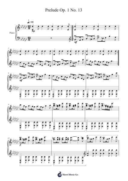 Prelude Op. 1 No. 13 Sheet Music by Josh Makes Music-Arr.Duttdes Dawnpril