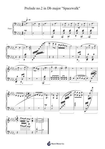 Prelude no.2 in Db major "Spacewalk" Sheet Music by Mythey Torad-Arr.Bairddict Sasback