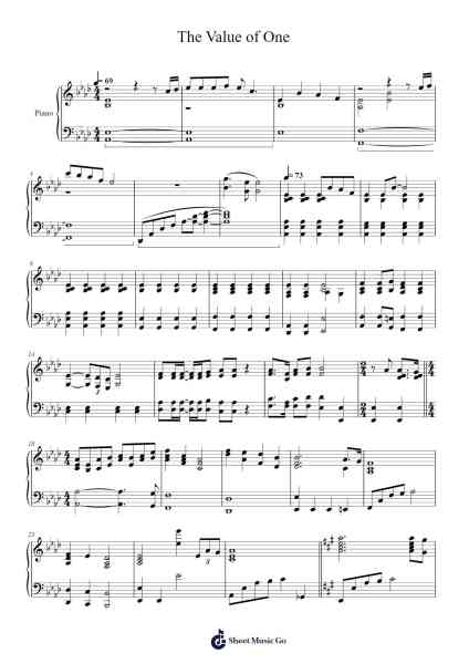 The Value of One Sheet Music by -Arr.Viriah