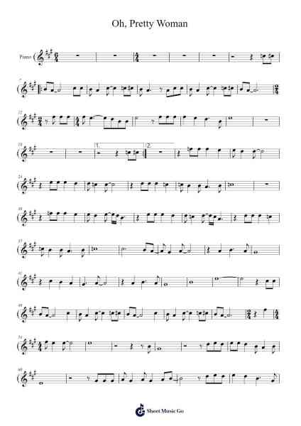 Oh, Pretty Woman Sheet Music by Roy Orbison-Arr.Rodblair