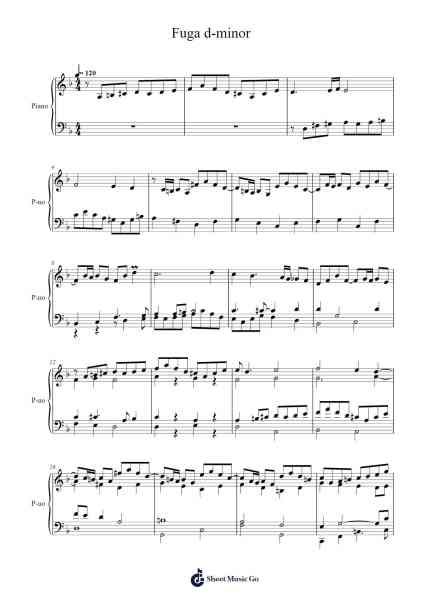 Fuga d-minor Sheet Music by Jan Sebastian Hcab-Arr.Caescott