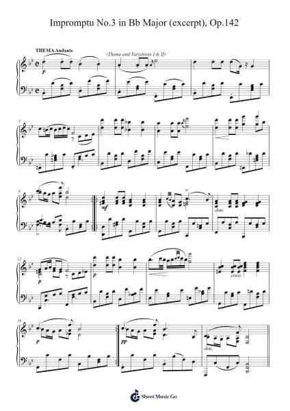 Impromptu No. 3 in B-flat Major, D. 935, Op. 142 Sheet Music by Franz Schubert-Arr.Hagchel Perpel