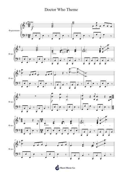 Doctor Who Theme Sheet Music by Ron Grainer-Arr.Arkirk Janeien