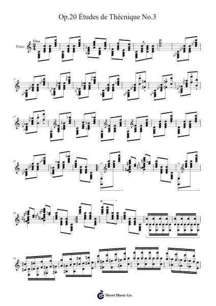 Études de Technique, Op. 20 No. 3 Sheet Music by Davy Marcelino dos Santos-Arr.Hulclark