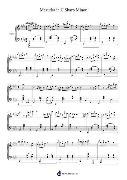 Mazurka in C Sharp Minor 樂譜由 E. Yang - 編曲 Hedbraith