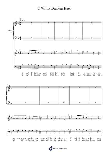 U Wil Ik Danken Heer Sheet Music by A. Berg?se-Arr.Corsay Parhys