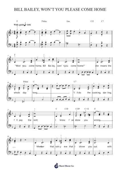 Bill Bailey, Won't You Please Come Home Sheet Music by Hughie Cannon-Arr.Stilhan Dalter