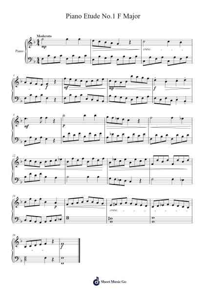 Piano Etude No.1 F Major Sheet Music by Phyltein Bynior-Arr.Davehan