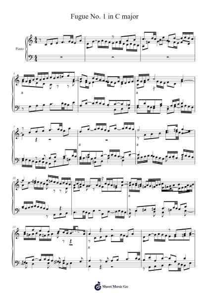 Fugue No. 1 in C Major, BWV 846 Sheet Music by Johann Sebastian Bach-Arr.Rusget Garckle