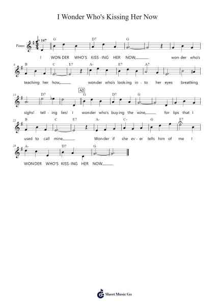 I Wonder Who's Kissing Her Now Sheet Music by Joseph E. Howard-Arr.Jackbing Priceliot