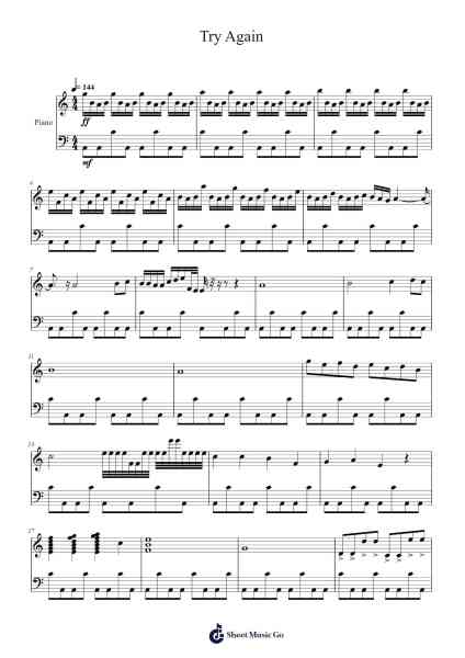 Try Again 樂譜由 undefined - 編曲 Orence