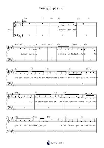 Pourquoi pas moi Sheet Music by Luc Plamondon/Romano Musumarra-Arr.Oglet Kitcke