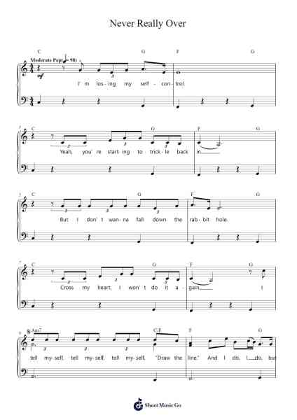 Never Really Over Sheet Music by Katy Perry-Arr.Gekeith Fordkiel