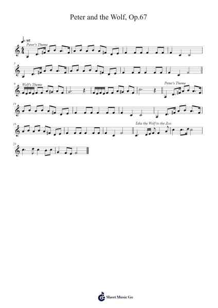 Peter and the Wolf, Op. 67 Sheet Music by Sergei Prokofiev-Arr.Babberg Neriam