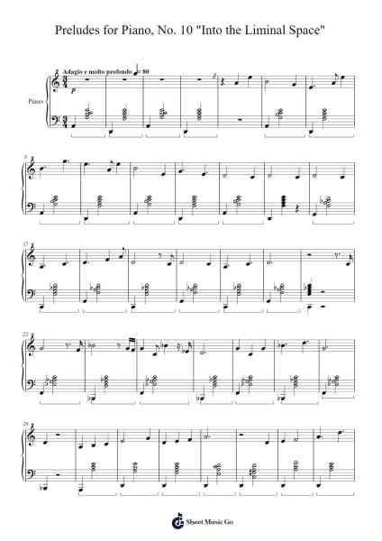 Preludes for Piano, No. 10 "Into the Liminal Space" Sheet Music by Manlass-Arr.Wattkeith Louichild
