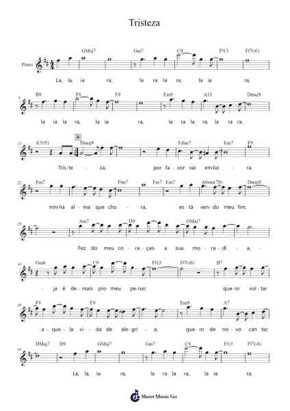 Tristeza Sheet Music by Haroldo Lobo/Niltinho-Arr.Chesria