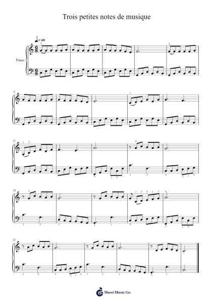 Trois petites notes de musique Sheet Music by S. Hermand-Arr.Louhal