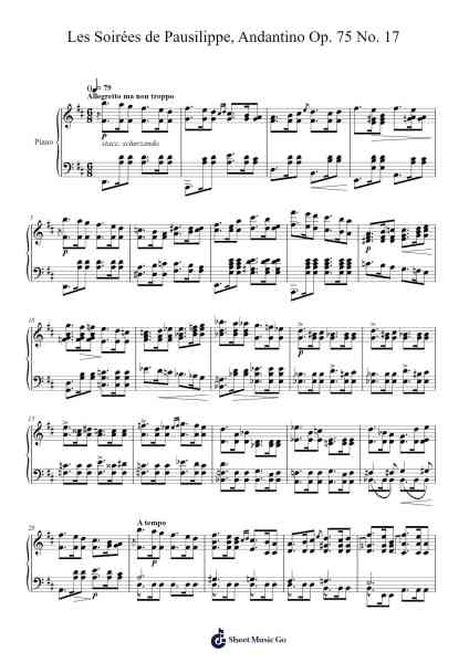 Les Soirées de Pausilippe, Andantino Op. 75 No. 17 Sheet Music by Sigismond Thalberg-Arr.Priestwylde Backcah