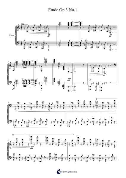 Etude Op. 3 No. 1 in F Minor, Allegro Sheet Music by Jacob Greer-Arr.Osham Noelchi
