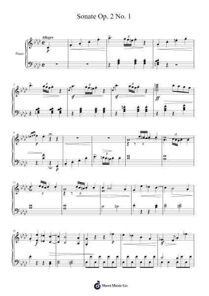Piano Sonata No. 2 in A Major, Op. 2, No. 1: I. Allegro Sheet Music by Ludwig van Beethoven-Arr.Bartblack Jobky