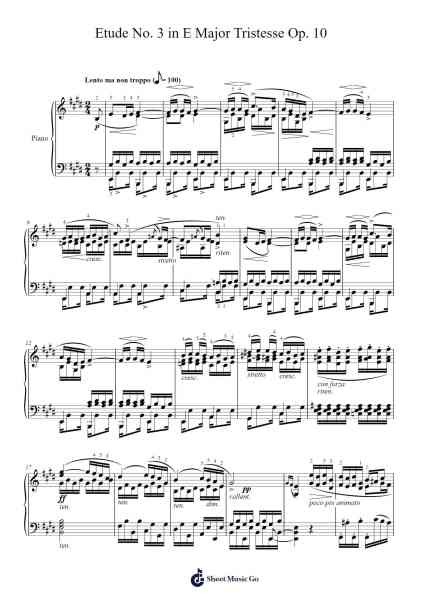 Etude No. 3 in E Major Tristesse Op. 10 Sheet Music by Frédéric Chopin-Arr.Haycah Touthale