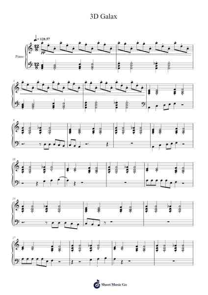 3D Galax Sheet Music by Ben Daglish-Arr.Housebuck Boylejones