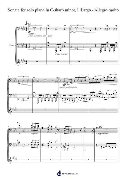Sonata for Solo Piano in C-sharp Minor, I. Largo - Allegro Molto Sheet Music by Browningbrey Chloemaud-Arr.Chrisboyd Crosean