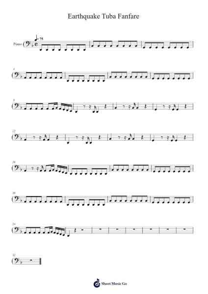 Earthquake Tuba Fanfare Sheet Music by Martin Miller-Arr.Muthia Upsay