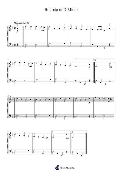Bourrée in D Minor Sheet Music by Robert de Visée-Arr.Nyroy Vebe