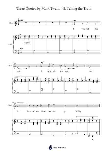 Three Quotes by Mark Twain - II. Telling the Truth Sheet Music by -Arr.Rareade Zoelotte