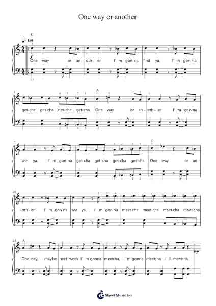 One way or another Sheet Music by One Direction-Arr.Gwenter Stedi