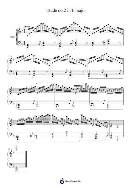 Etude no.2 in F major Sheet Music by F. Golin-Arr.Detio Gemlo
