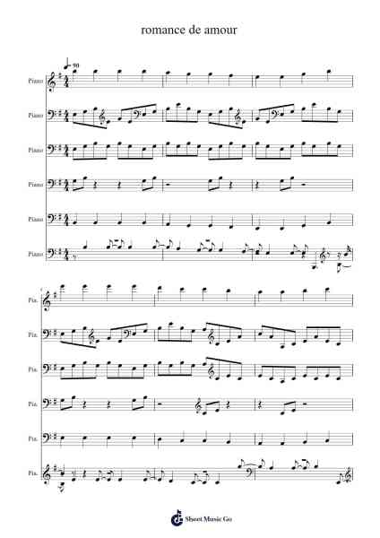 Romance de Amour Sheet Music by sam le pompier-Arr.Kepmill Rexbloor