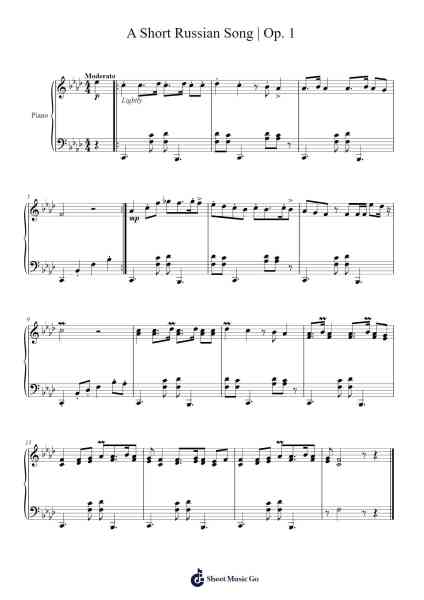 A Short Russian Song, Op. 1 Sheet Music by J Jones-Arr.Birwylde