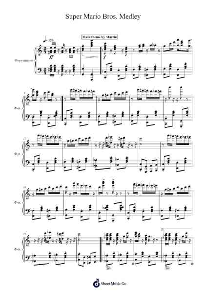 Super Mario Bros. Medley Sheet Music by Mih-Arr.Dempdawn Ftance