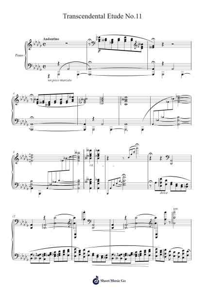 Transcendental Etude No.11 Sheet Music by Franz Liszt-Arr.Carlwilde Yonngcam