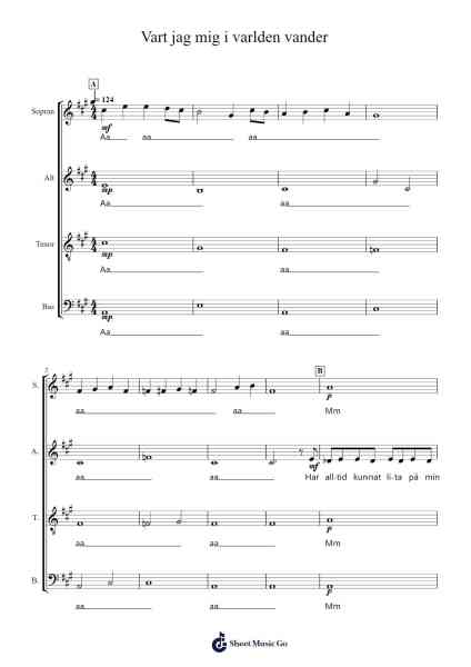 Vart jag mig i varlden vander Sheet Music by Den Svenska Björnstammen-Arr.Swinfred Clarkdiah