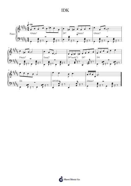 IDK Sheet Music by Asa Thomas-Arr.Corsay Parhys