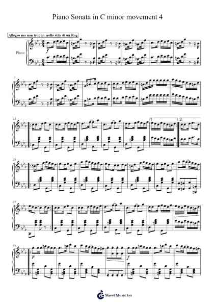 Piano Sonata in C Minor, Movement 4: Allegro ma non troppo, nello stile di un Rag Sheet Music by TheGamerKlak-Arr.Brownegill Orbel
