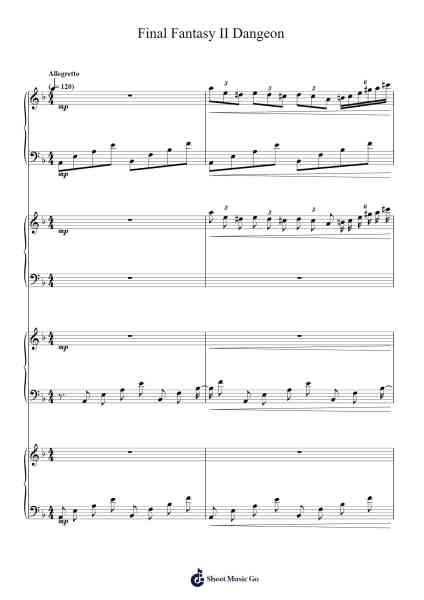 Final Fantasy II Dangeon Sheet Music by Nobuo Uematsu-Arr.Leisa