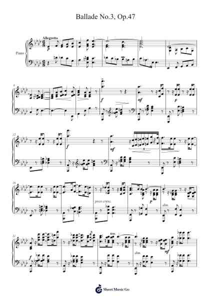 Ballade No. 3 in A-flat Major, Op. 47 Sheet Music by Frédéric Chopin-Arr.Davebel