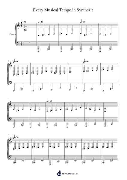 Every Musical Tempo in Synthesia Sheet Music by Tony Nguyen-Arr.Jimdrea