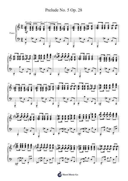 Prelude No. 5 in D Major, Op. 28 Sheet Music by ...etc...-Arr.Dunnnic