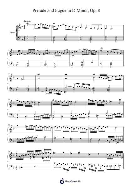 Prelude and Fugue in D Minor, Op. 8 樂譜由 Johann Sebastian Bach - 編曲 Yerleen Virdean