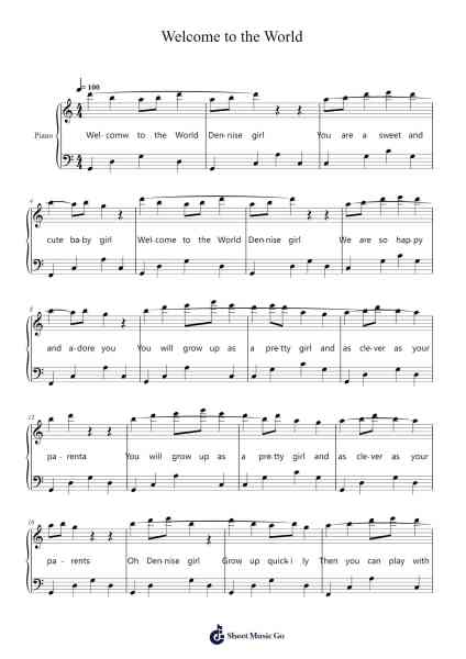 Welcome to the World Sheet Music by Newgreen-Arr.Lamguy Nica