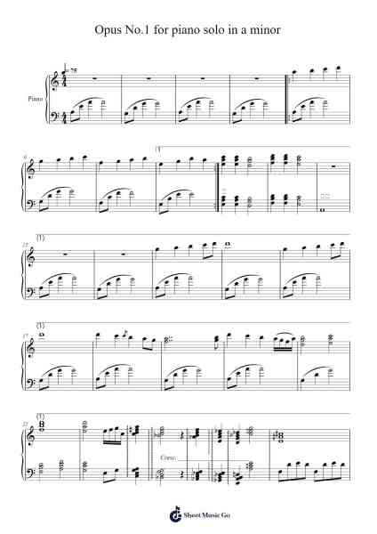 Opus No.1 for piano solo in a minor Sheet Music by Ranrae-Arr.Bowmag
